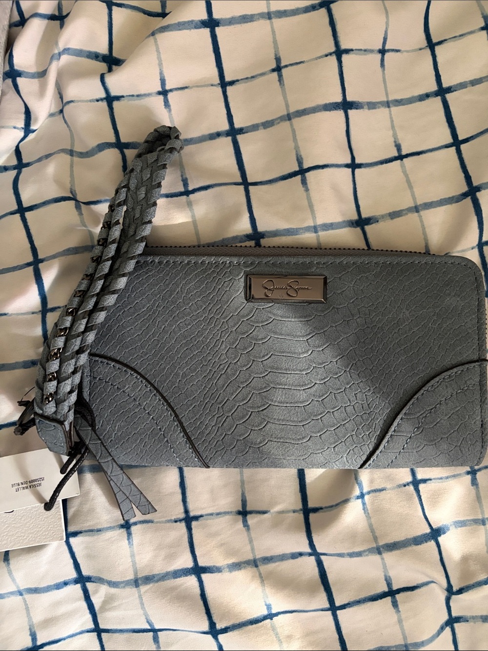 Jessica Simpson Gray Faux-Snake Wristlet Clutch